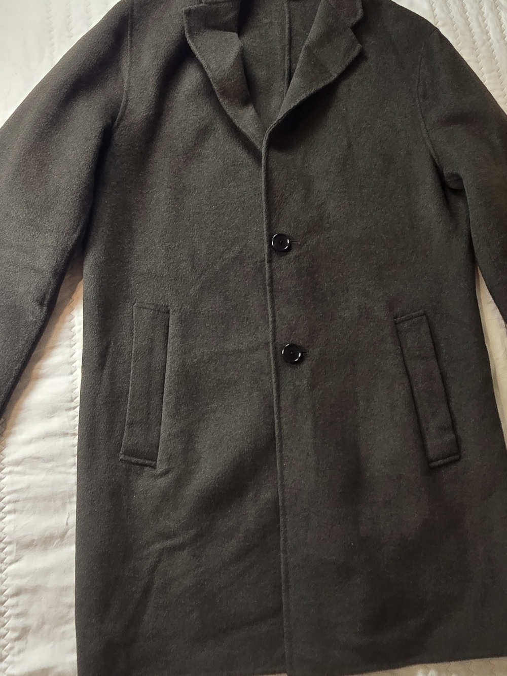 Zara Men's Olive Green Wool Pea Coat